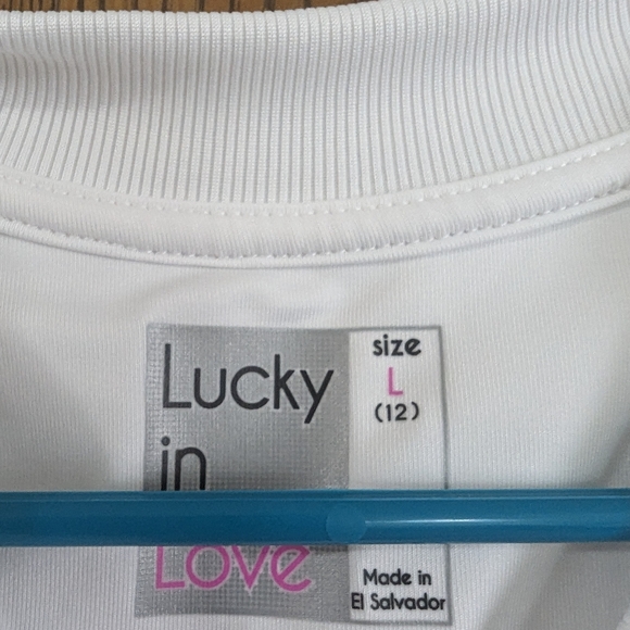 Lucky in Love White Tank Top Size Large (12) - Picture 2 of 4